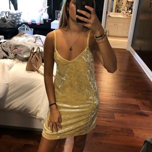 Zara Yellow Velvet Dress